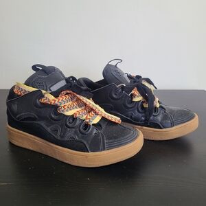 Lanvin Black Leather Curb Sneakers Size 6.5 Women's